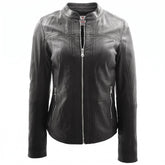 Womens Leather Classic Biker Style Tayla Jacket Nova Black