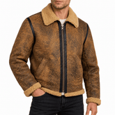 Schott NYC Antique Brown Sheepskin Jacket - Brown (256S)
