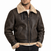 Schott NYC Classic B-3 Sheepskin Bomber Jacket Brown 257S