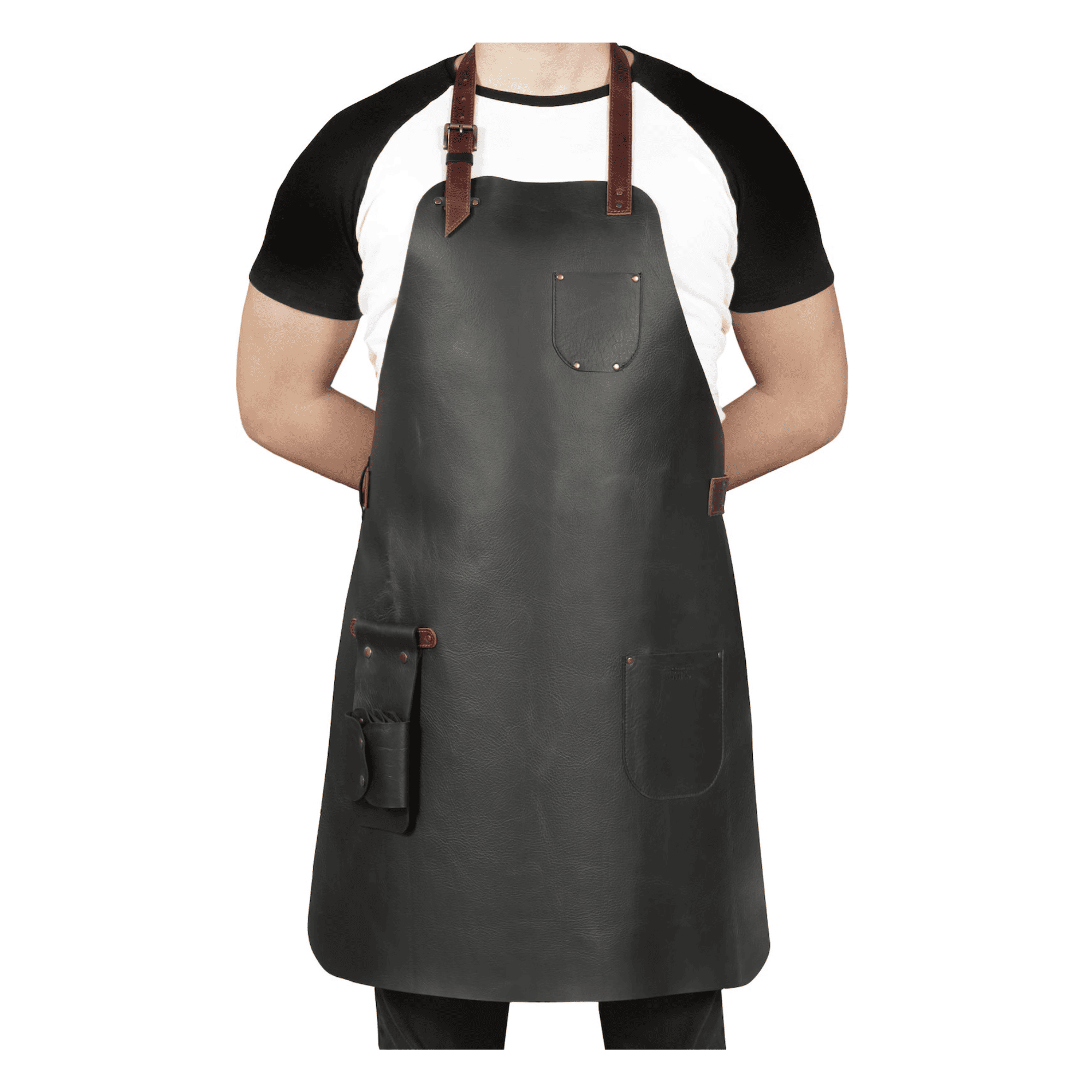 Handmade Top-Grain Leather Workshop Apron for BBQ & Woodworking
