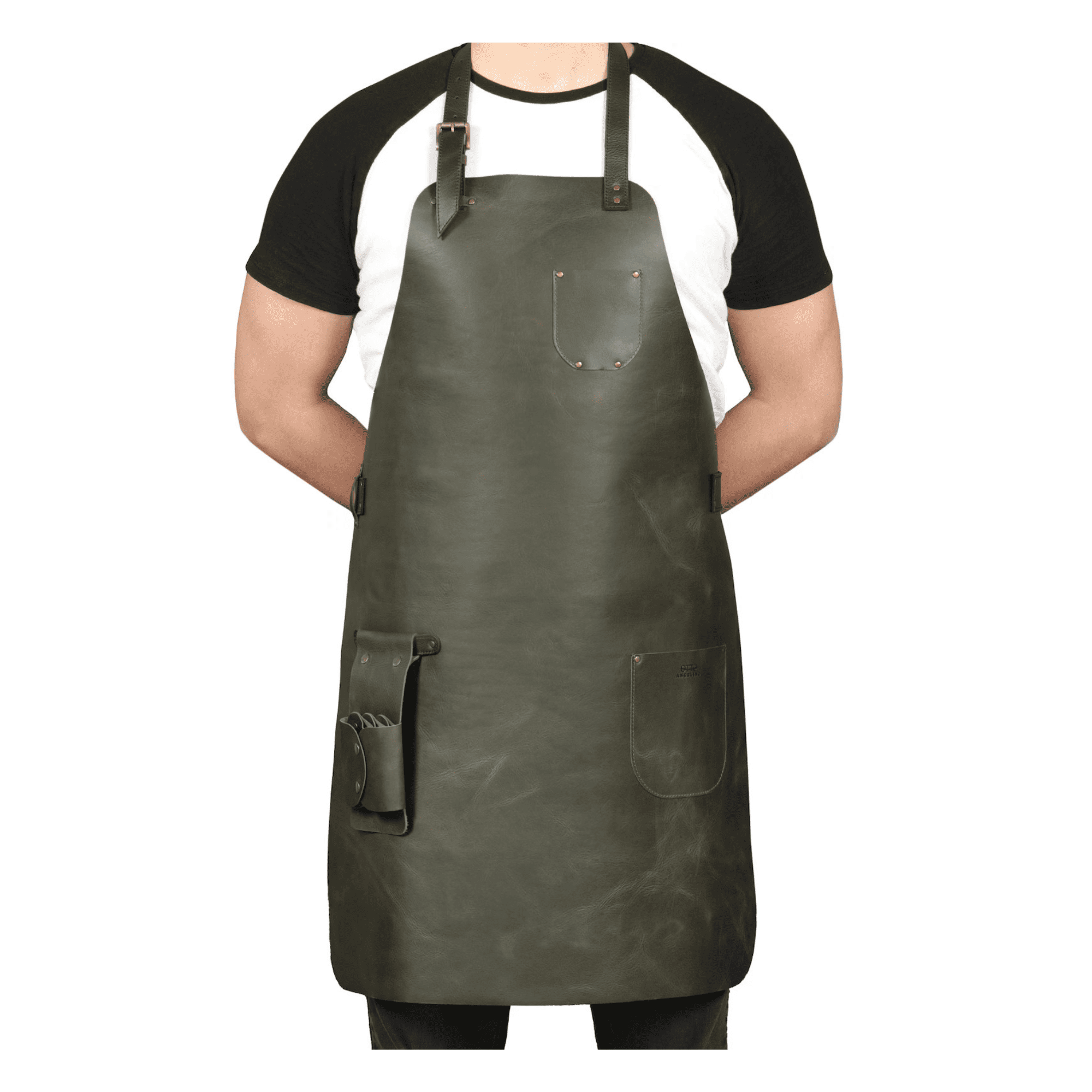 Handmade Top-Grain Leather Workshop Apron for BBQ & Woodworking