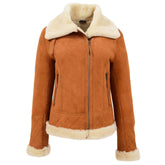 Womens Merino Sheepskin Aviator Jacket Dynamo Tan