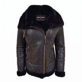 Womens Merino Sheepskin Aviator Jacket Nova Black
