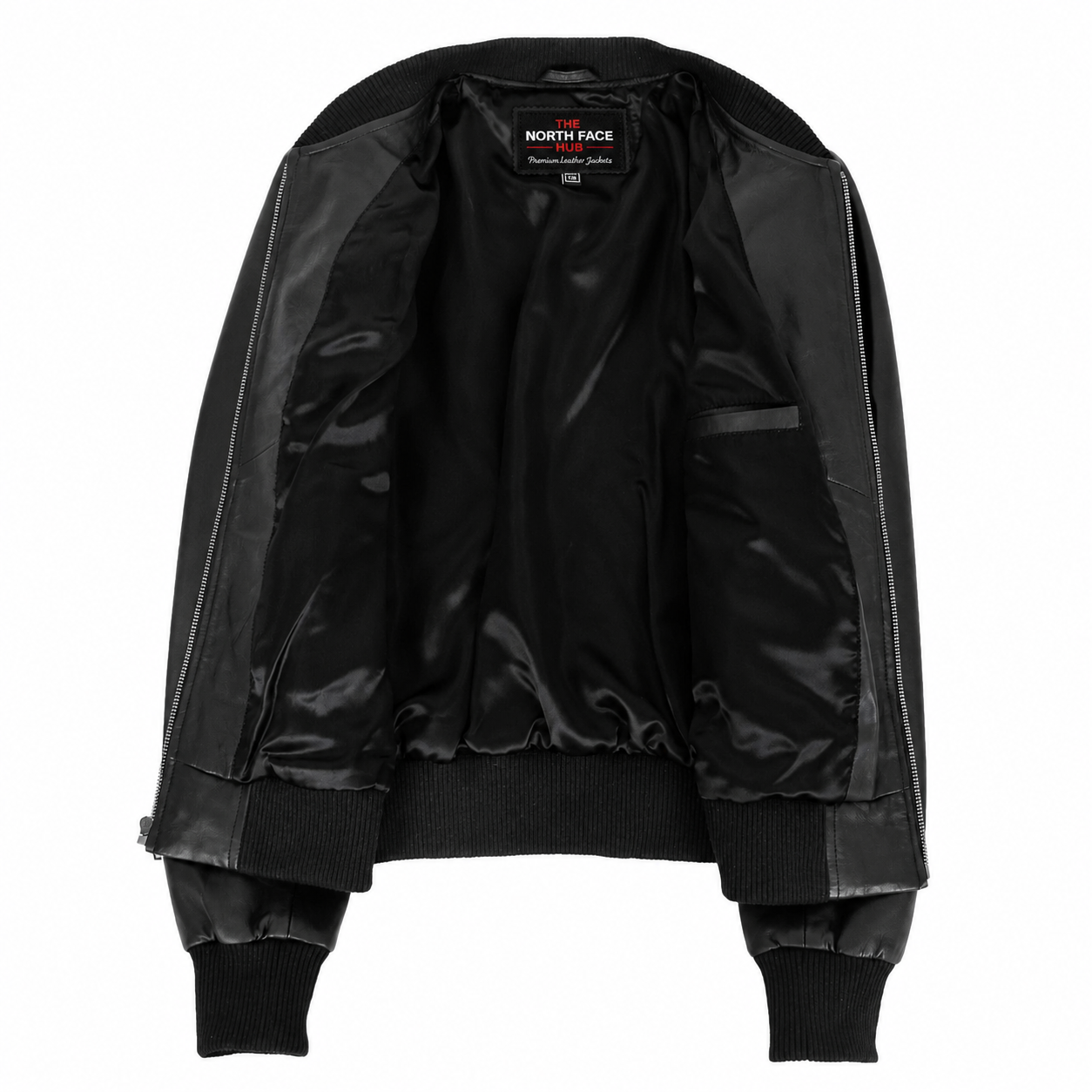 Womens Real Leather Varsity Bomber Jacket Nova Black