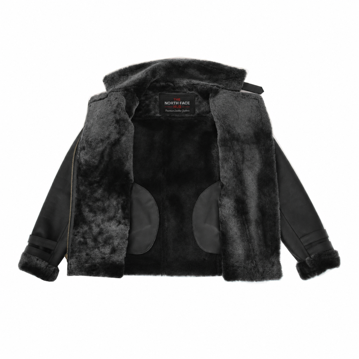 Womens Sheepskin Aviator Cross Zip Pilot Jacket Nova Black