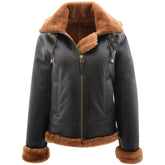 Womens Sheepskin B3 Detachable Hoodie Jacket Zenith Brown Ginger