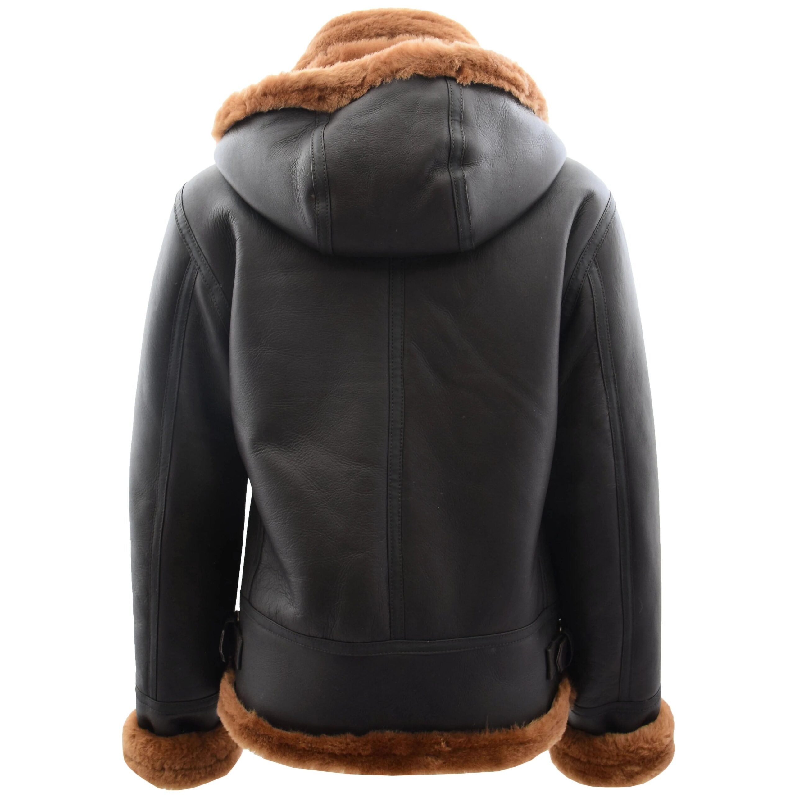 Womens Sheepskin B3 Detachable Hoodie Jacket Zenith Brown Ginger
