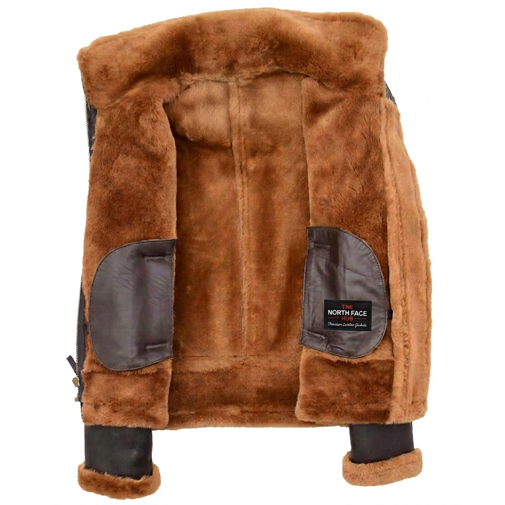 Womens Sheepskin B3 Detachable Hoodie Jacket Zenith Brown Ginger