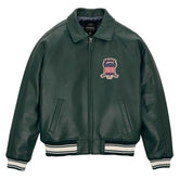 Best Seller Men’s Iconic Avirex Leather Jacket Dark Green Leather Bomber Jacket Aviator Style