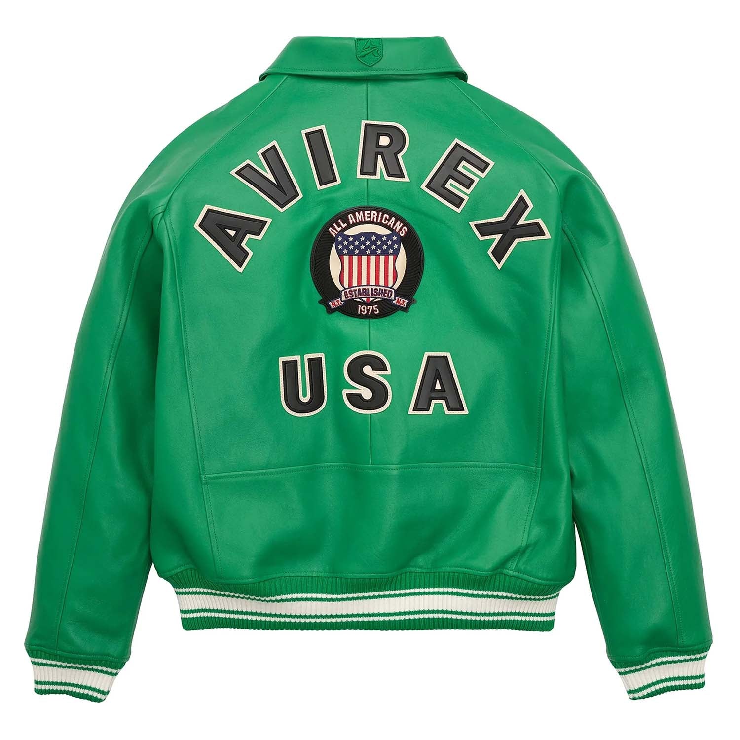 Handcrafted Men’s Avirex Leather Jacket Green Leather Bomber Jacket Classic Style