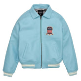 Men’s Avirex Leather Jacket Light Blue Leather Bomber Flight Jacket