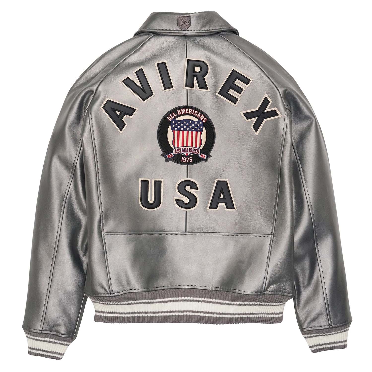 Handmade Men’s Avirex Leather Jacket Silver Leather Bomber Jacket Iconic Style