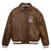 Handmade Men’s Iconic Avirex Leather Jacket Brown Leather Bomber Jacket Aviator Style