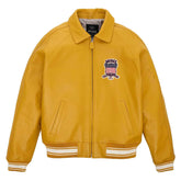 Best Quality Men’s Iconic Avirex Leather Jacket Yellow Leather Bomber Jacket Aviator Style