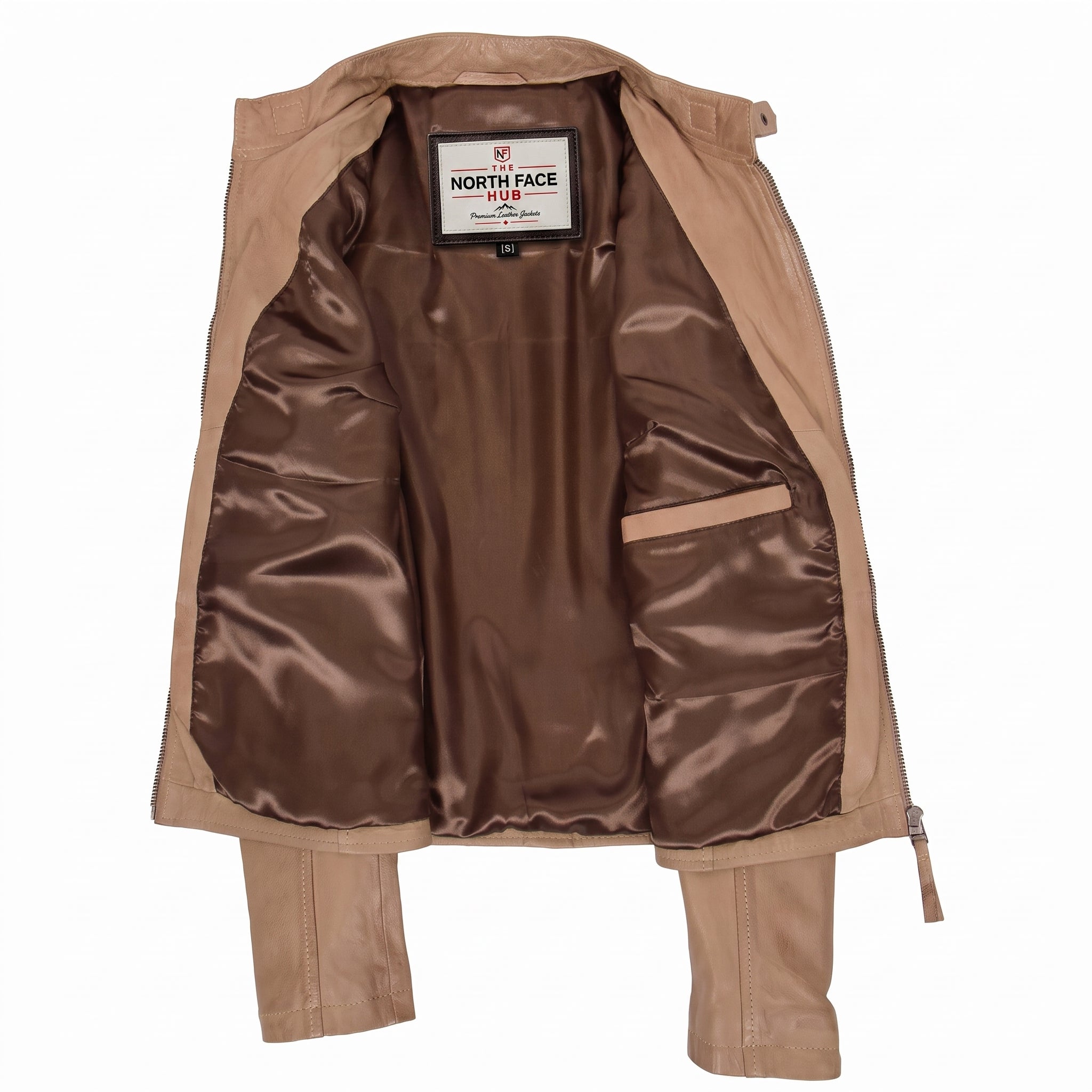 Womens Real Leather Classic Biker Jacket Sophia Luminous Beige