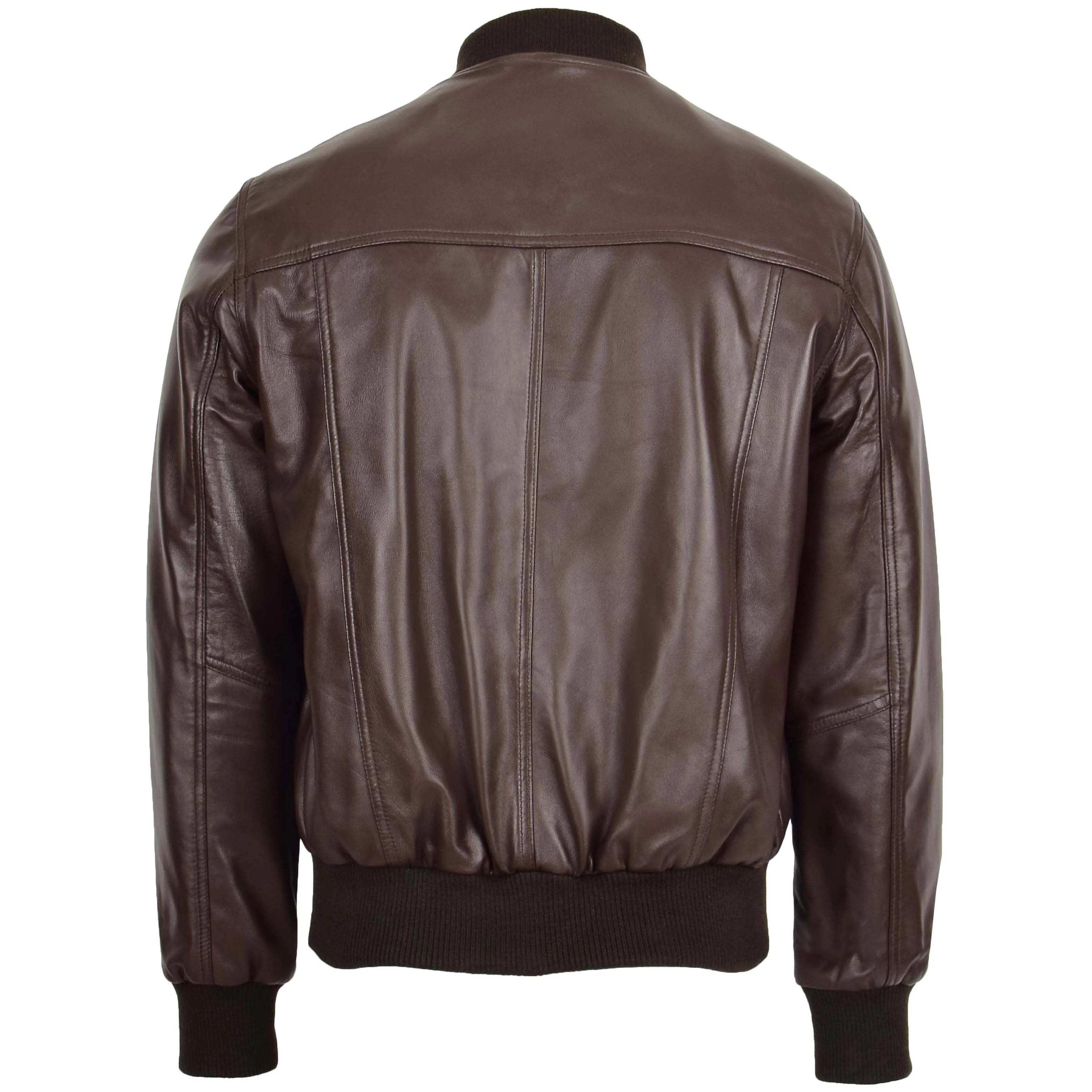 Mens Leather MA-1 Bomber Jacket Ryan Zenith Brown