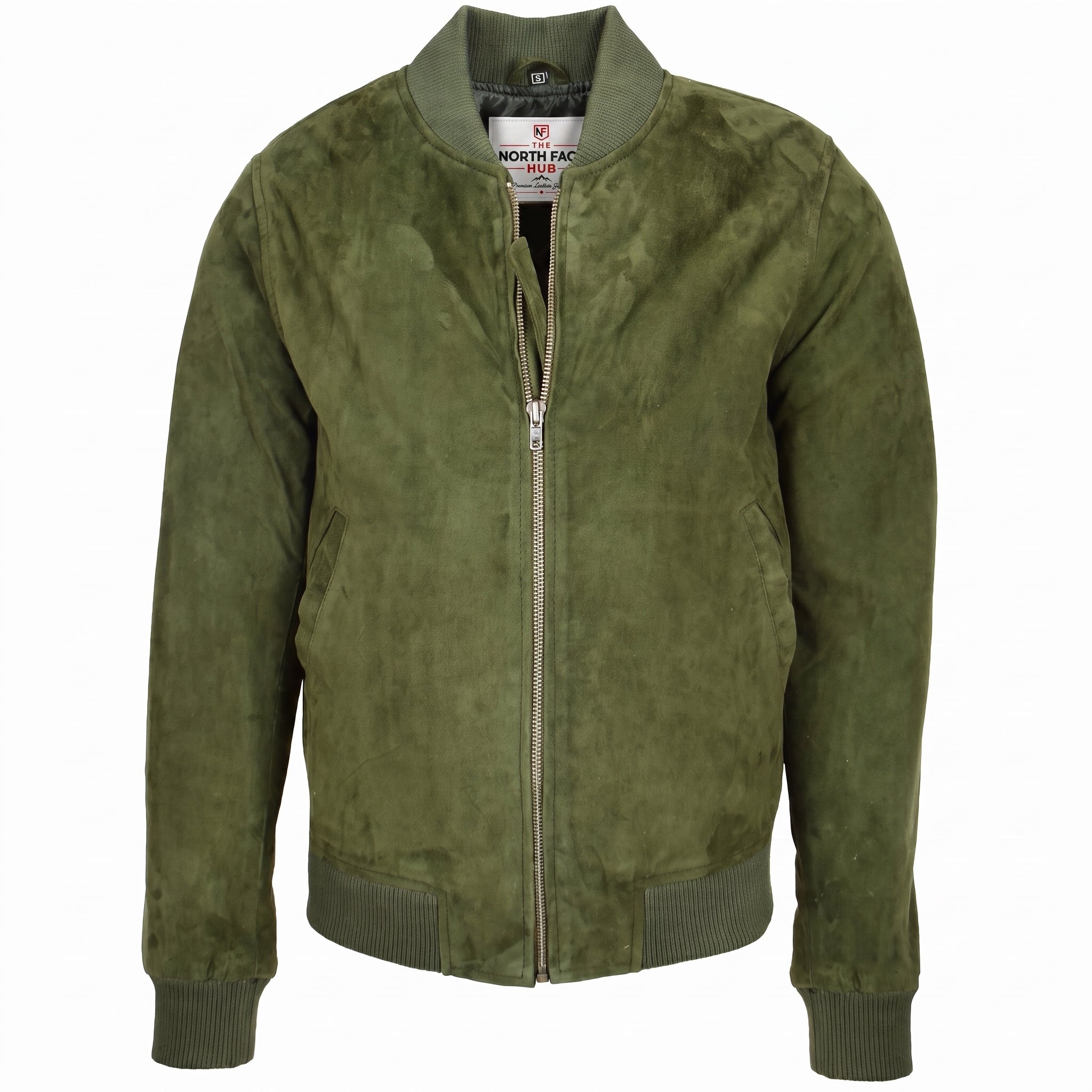 Mens Suede MA-1 Bomber Jacket Trevor Aurora Green