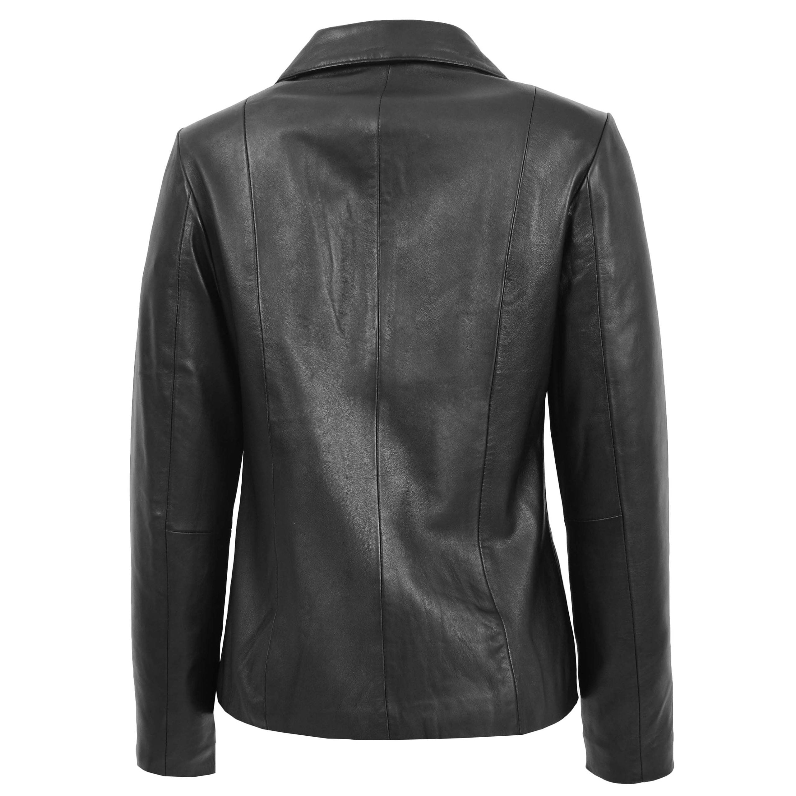 Womens Classic Zip Fastening Leather Jacket Julia Nova Black