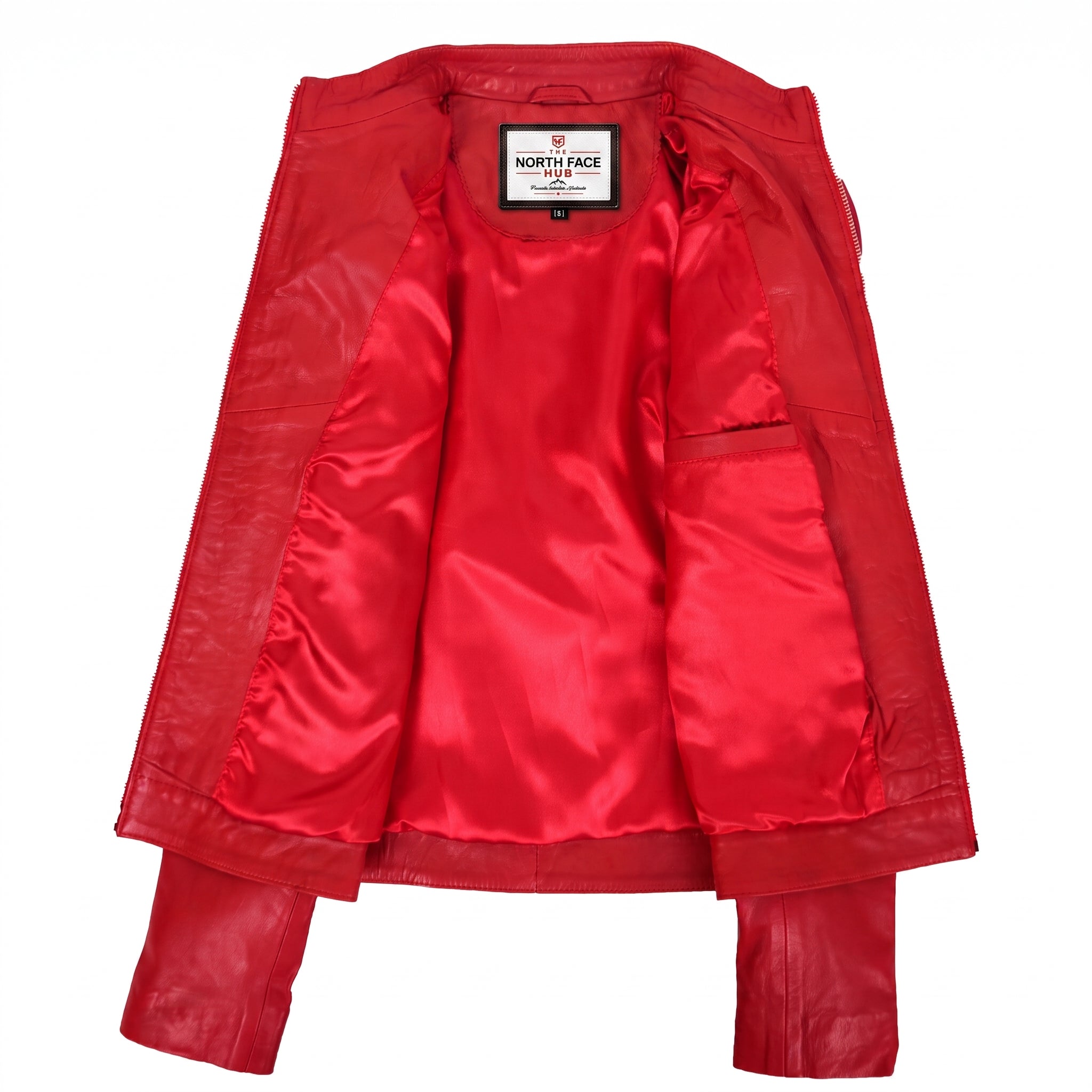 Womens Leather Classic Biker Style Jacket Ignite Red