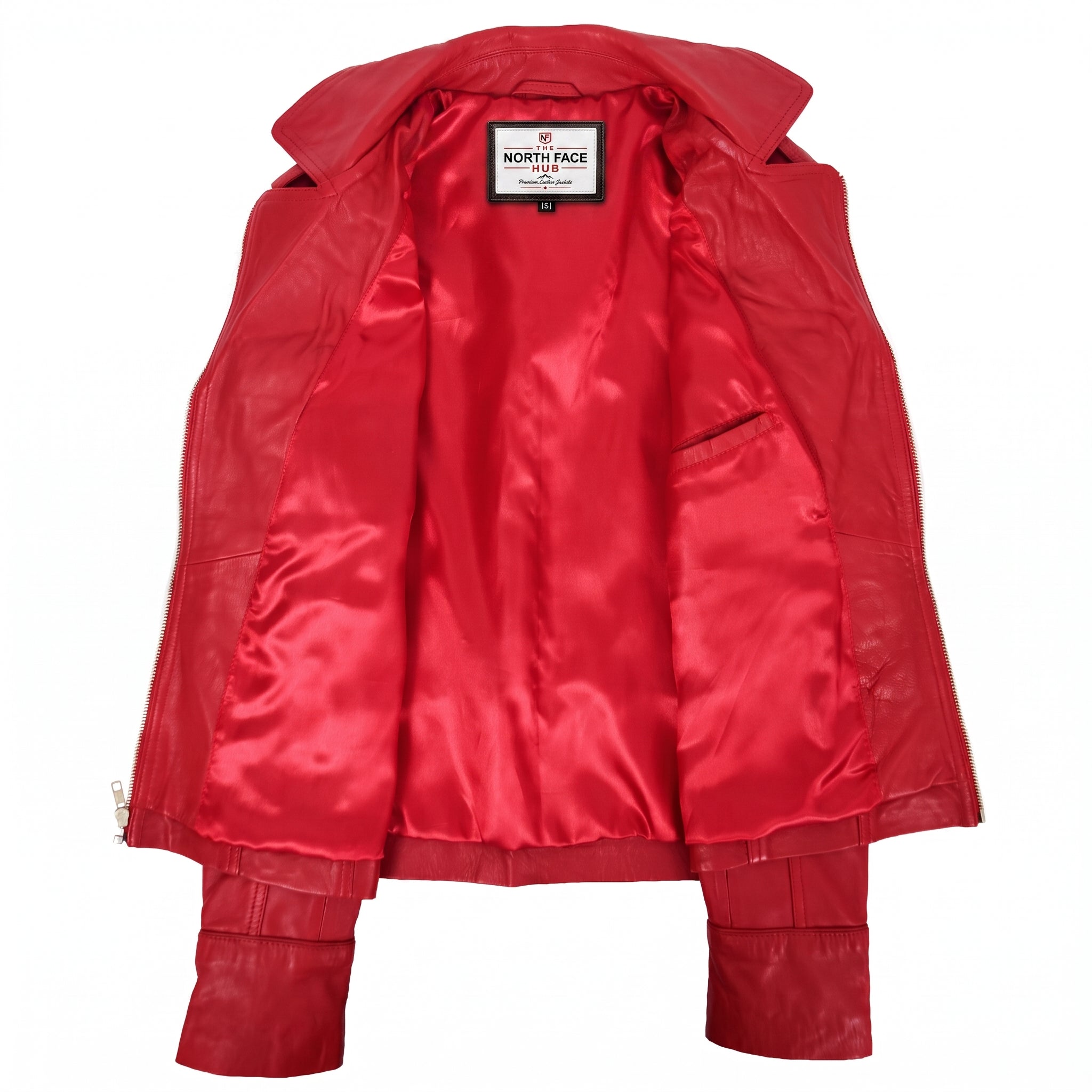 Womens Leather Fitted Biker Style Jacket Kim Ignite Red