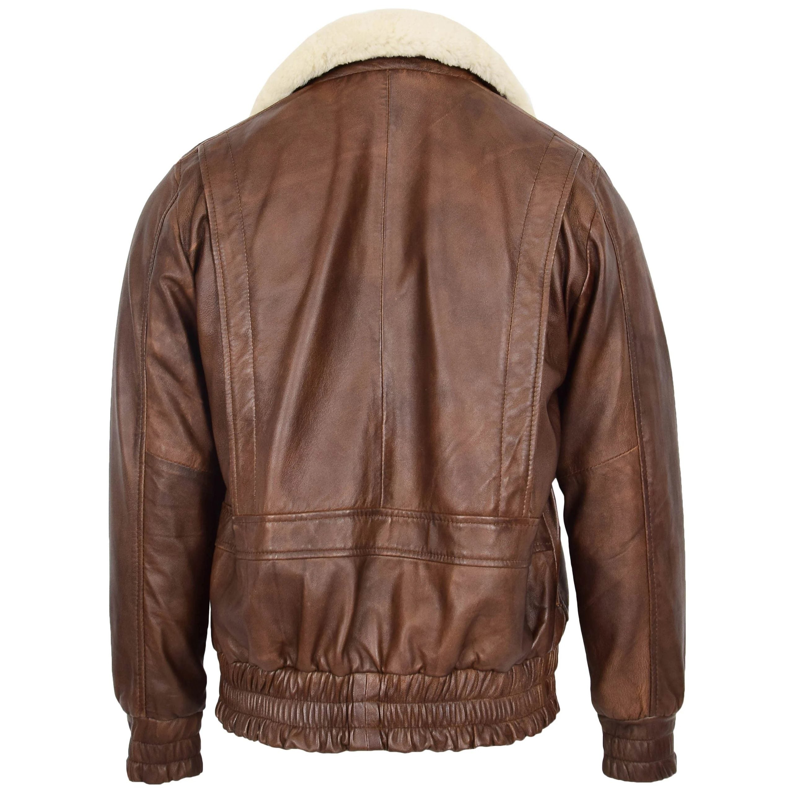 Mens Leather Bomber Jacket G-1 Aviator Style Cooper Zenith Brown