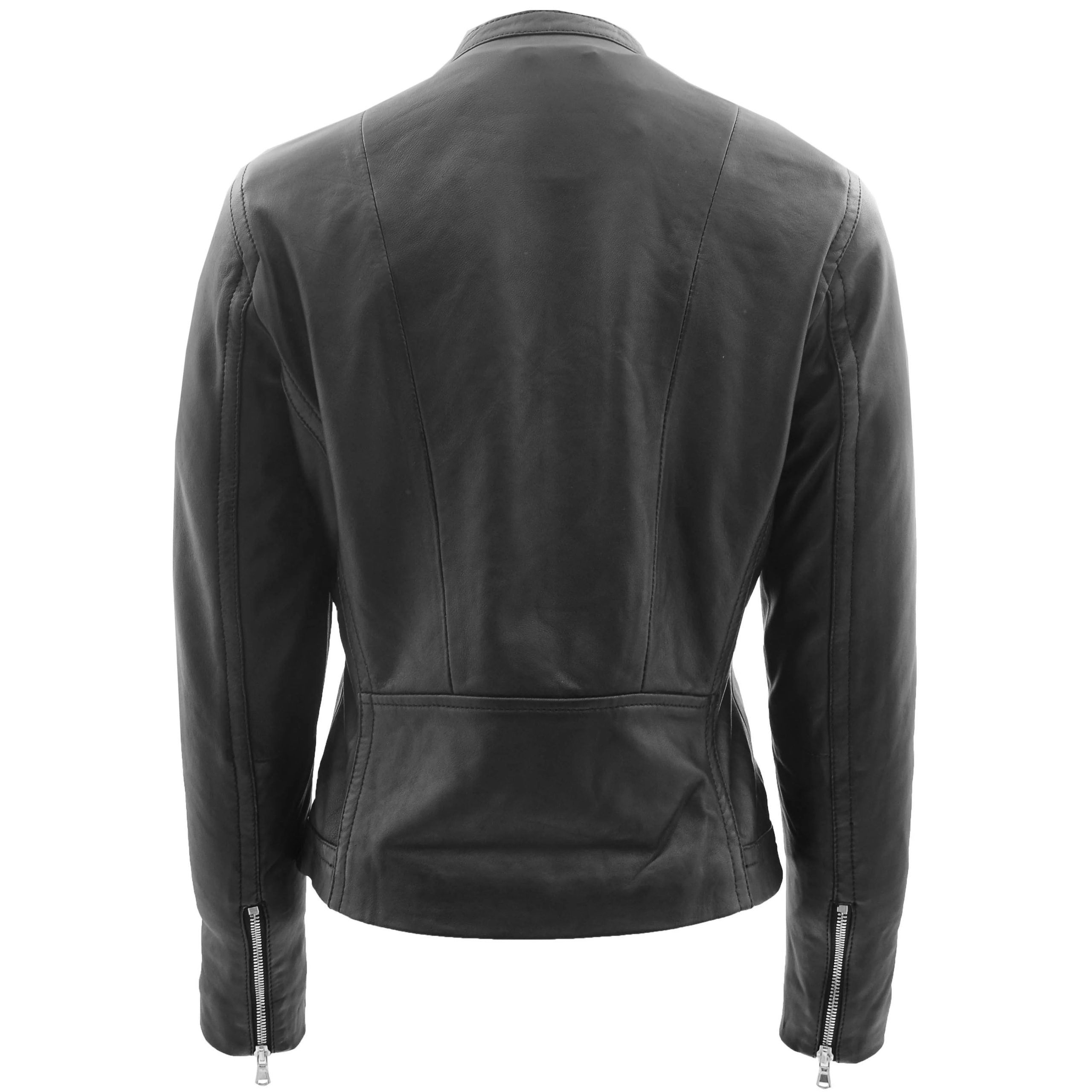 Womens Soft Leather Biker Style Jacket Elyza Nova Black