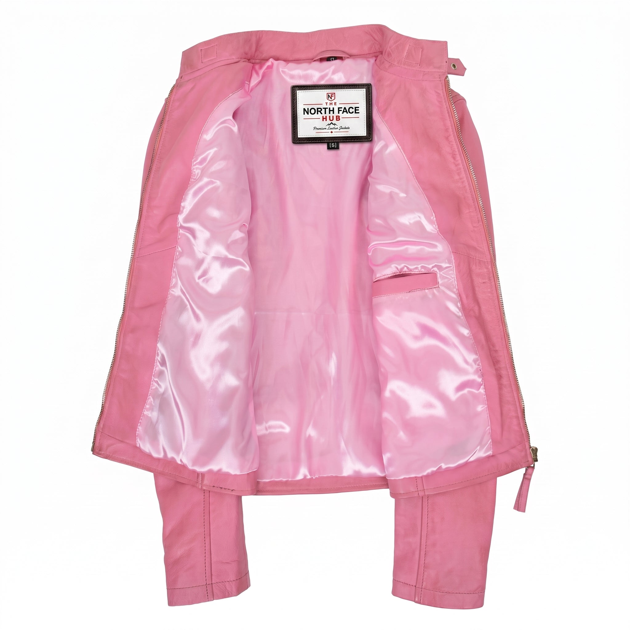 Womens Real Leather Classic Biker Jacket Sophia Baby Chroma Pink