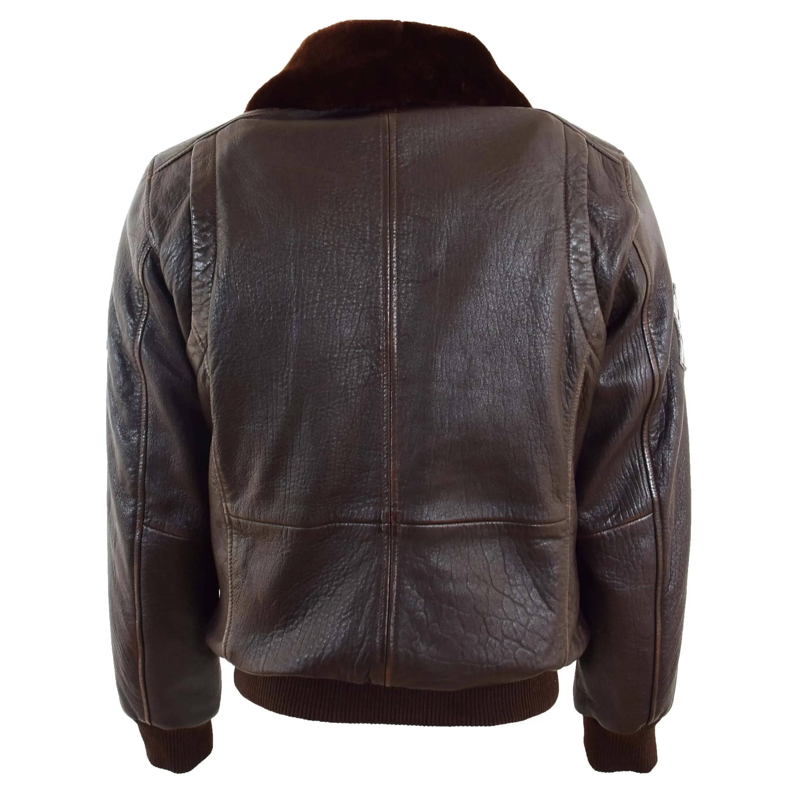Mens Real Leather G-1 Bomber Jacket Airforce Badges FINCH Zenith Brown