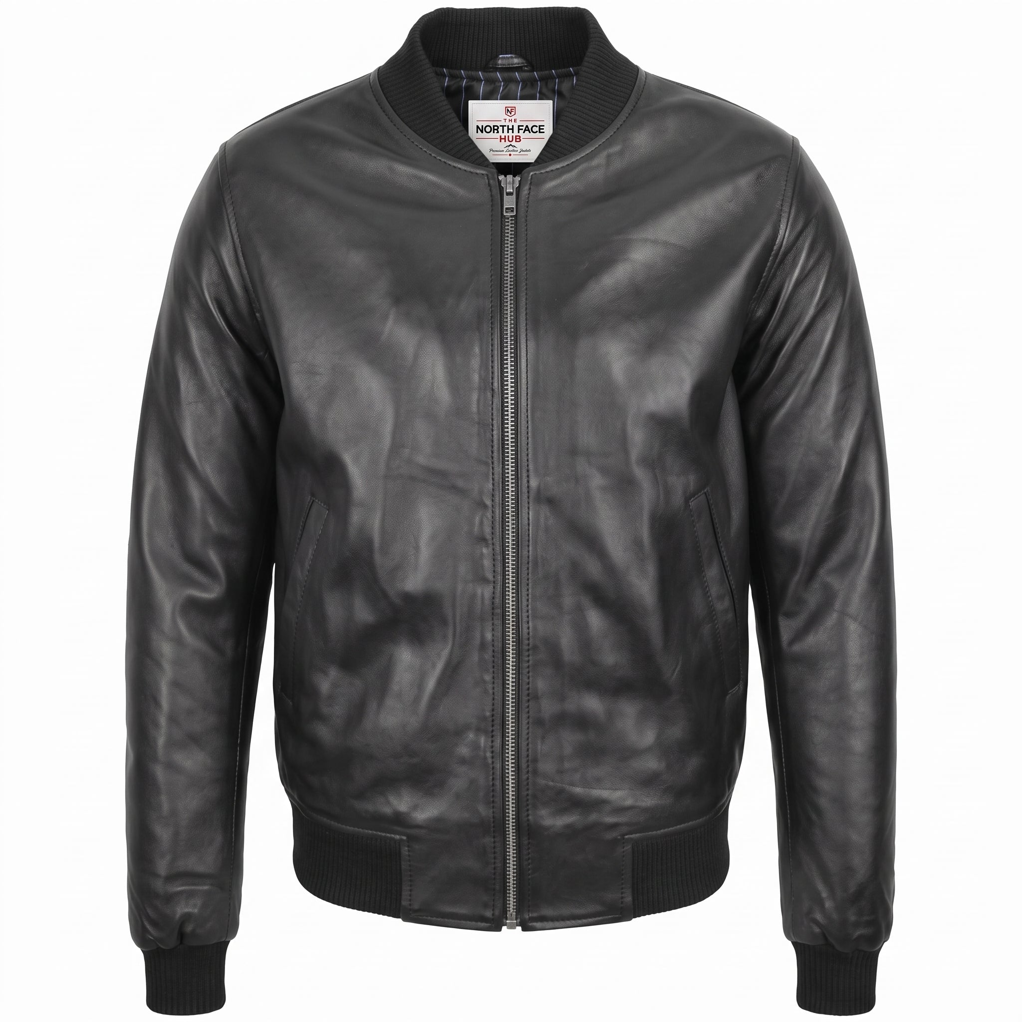 Mens Leather MA-1 Bomber Jacket Ryan Nova Black