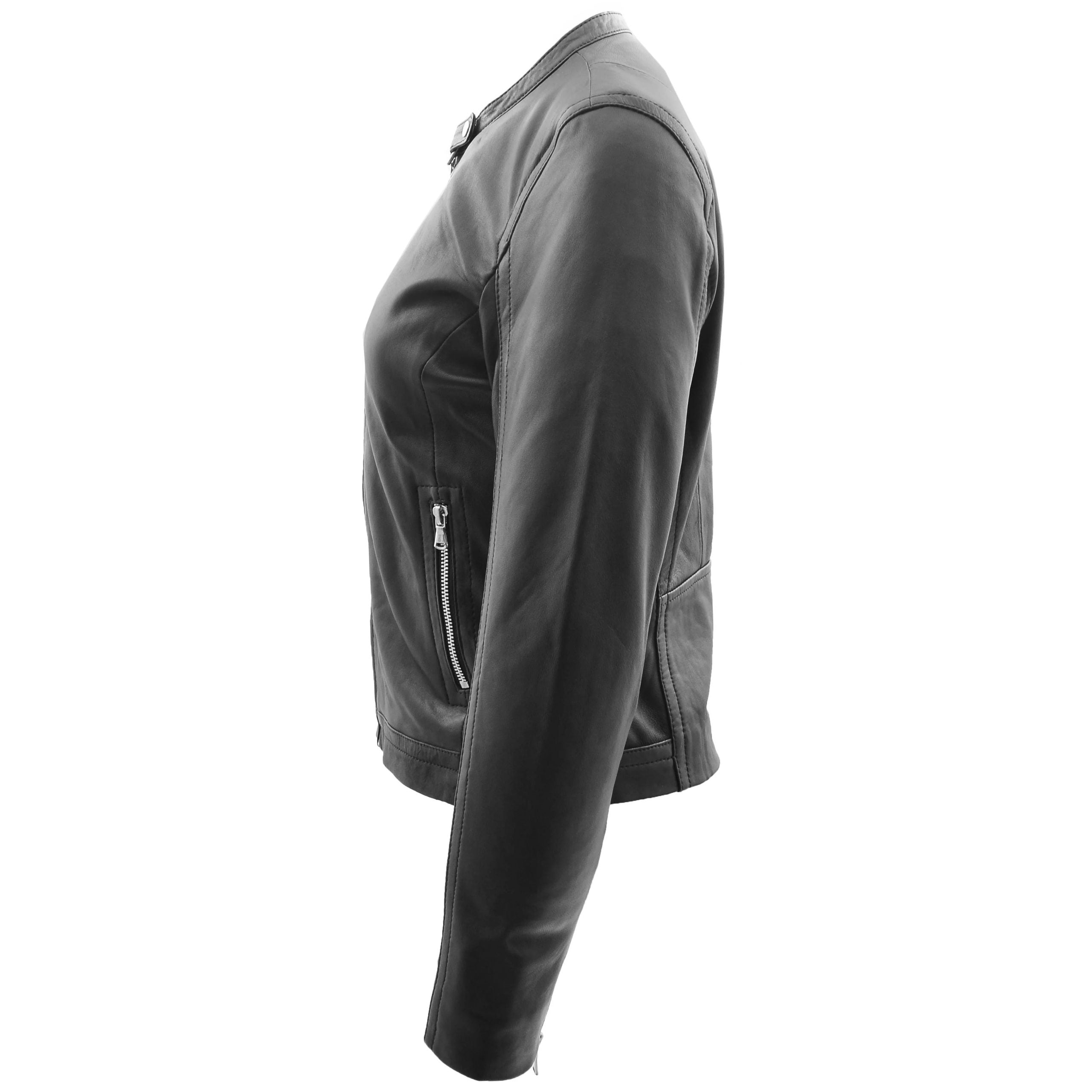 Womens Soft Leather Biker Style Jacket Elyza Nova Black