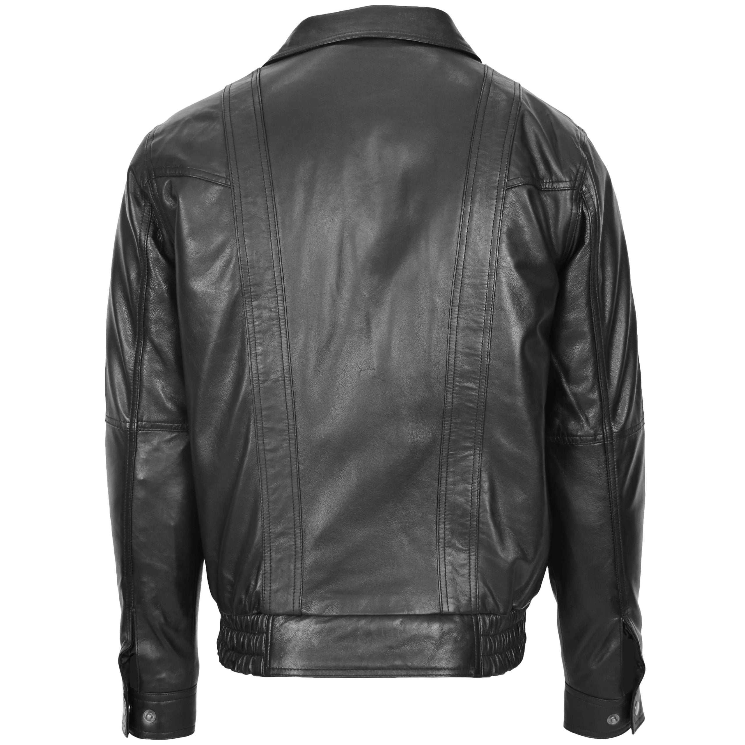 Mens Leather Bomber Blouson Jacket Robert Nova Black