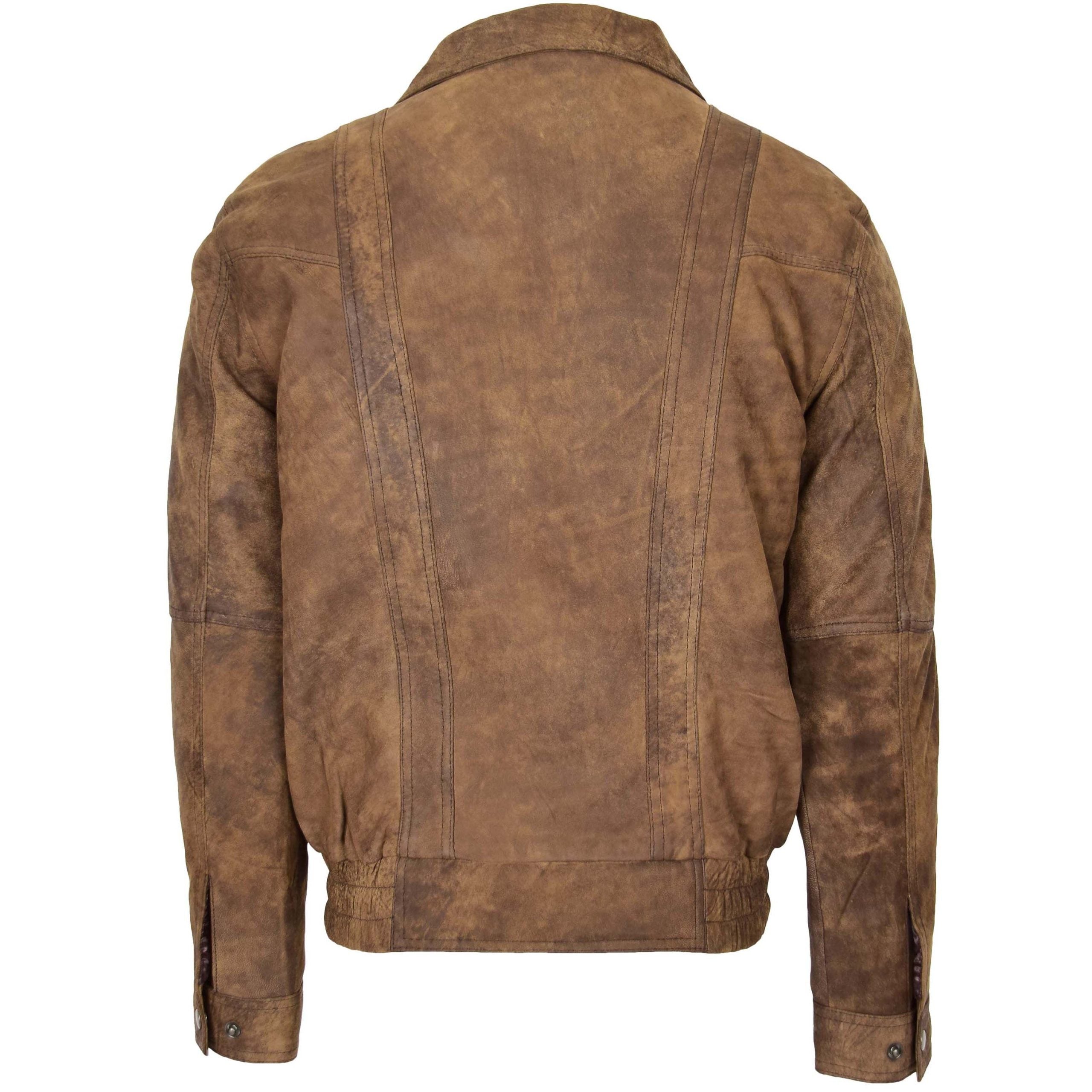 Mens Leather Bomber Blouson Jacket Robert Zenith Brown