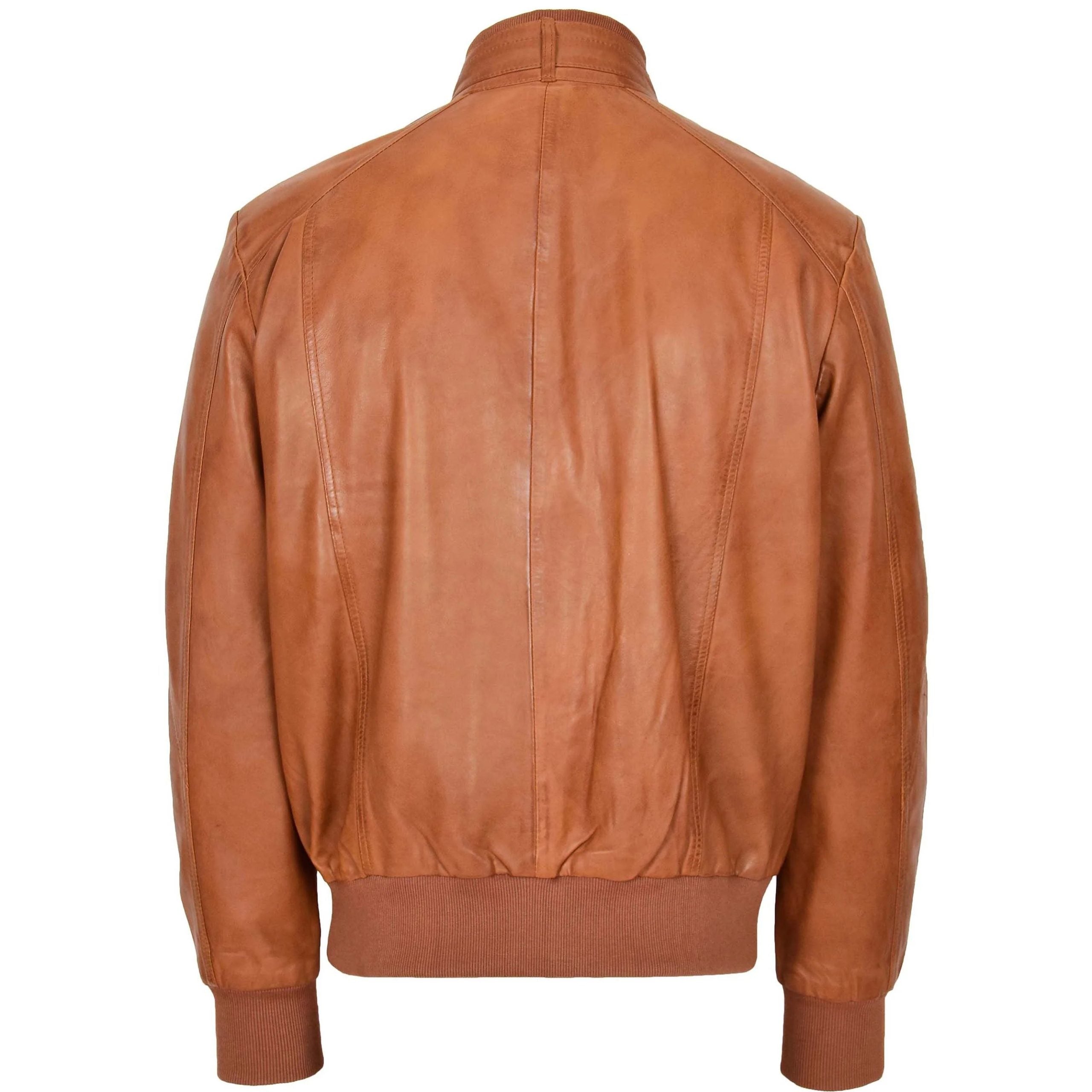 Mens Leather Bomber Flight Jacket Tom Dynamo Tan