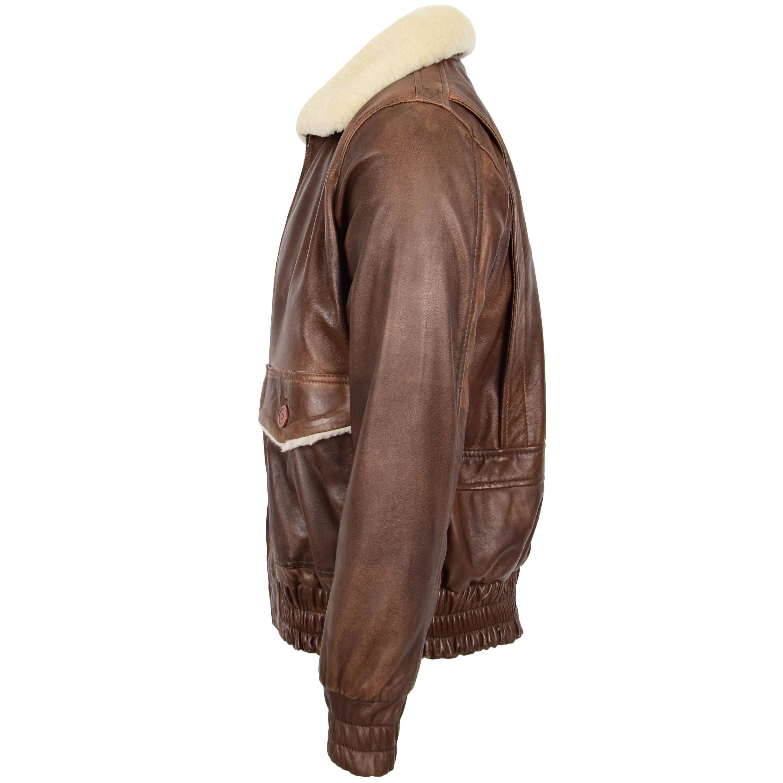 Mens Leather Bomber Jacket G-1 Aviator Style Cooper Zenith Brown