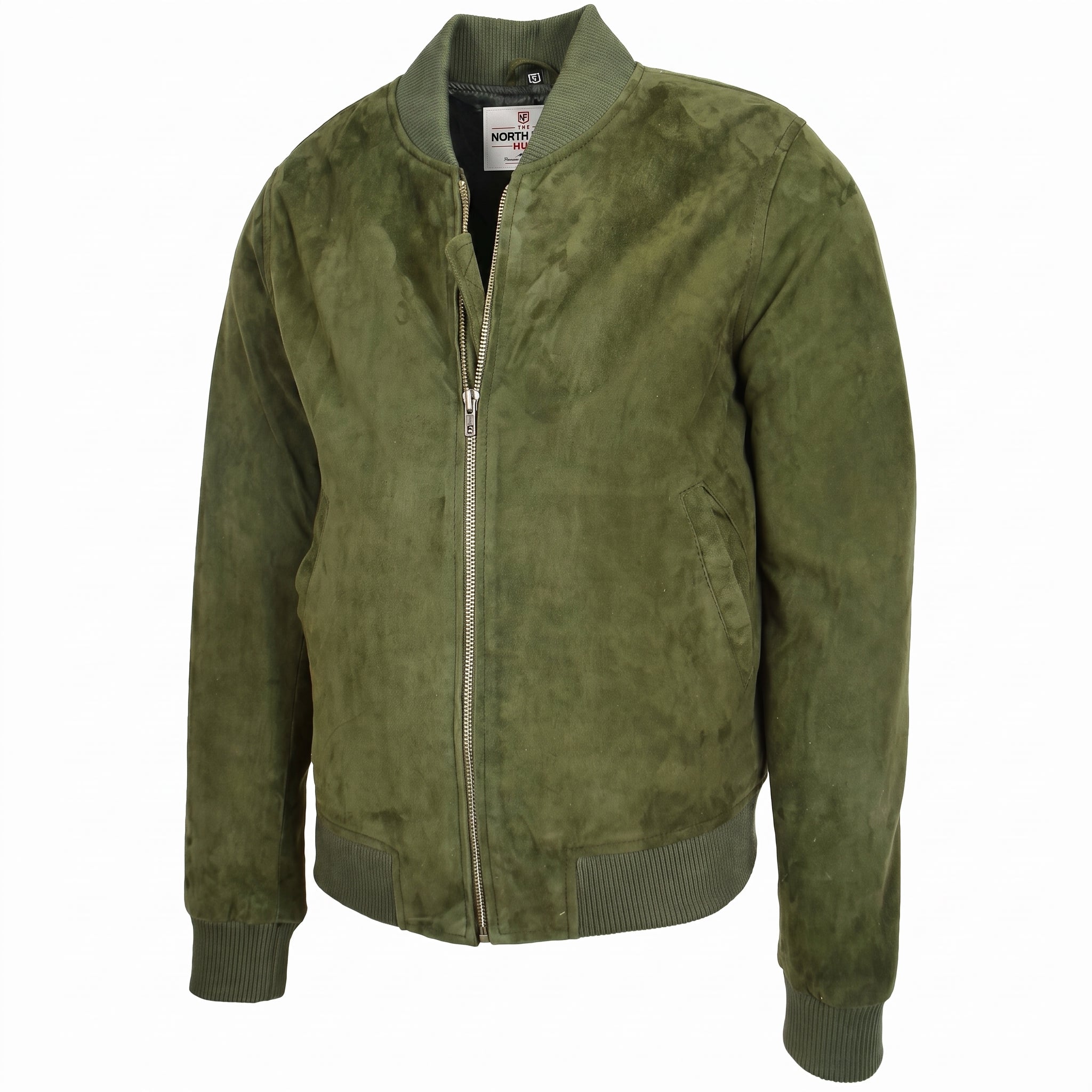 Mens Suede MA-1 Bomber Jacket Trevor Aurora Green