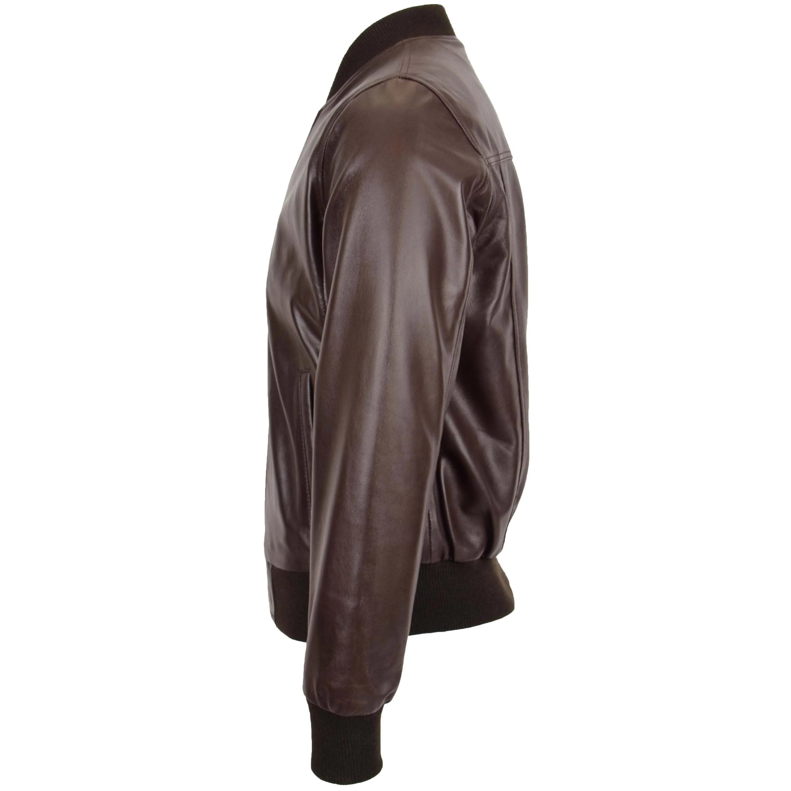 Mens Leather MA-1 Bomber Jacket Ryan Zenith Brown