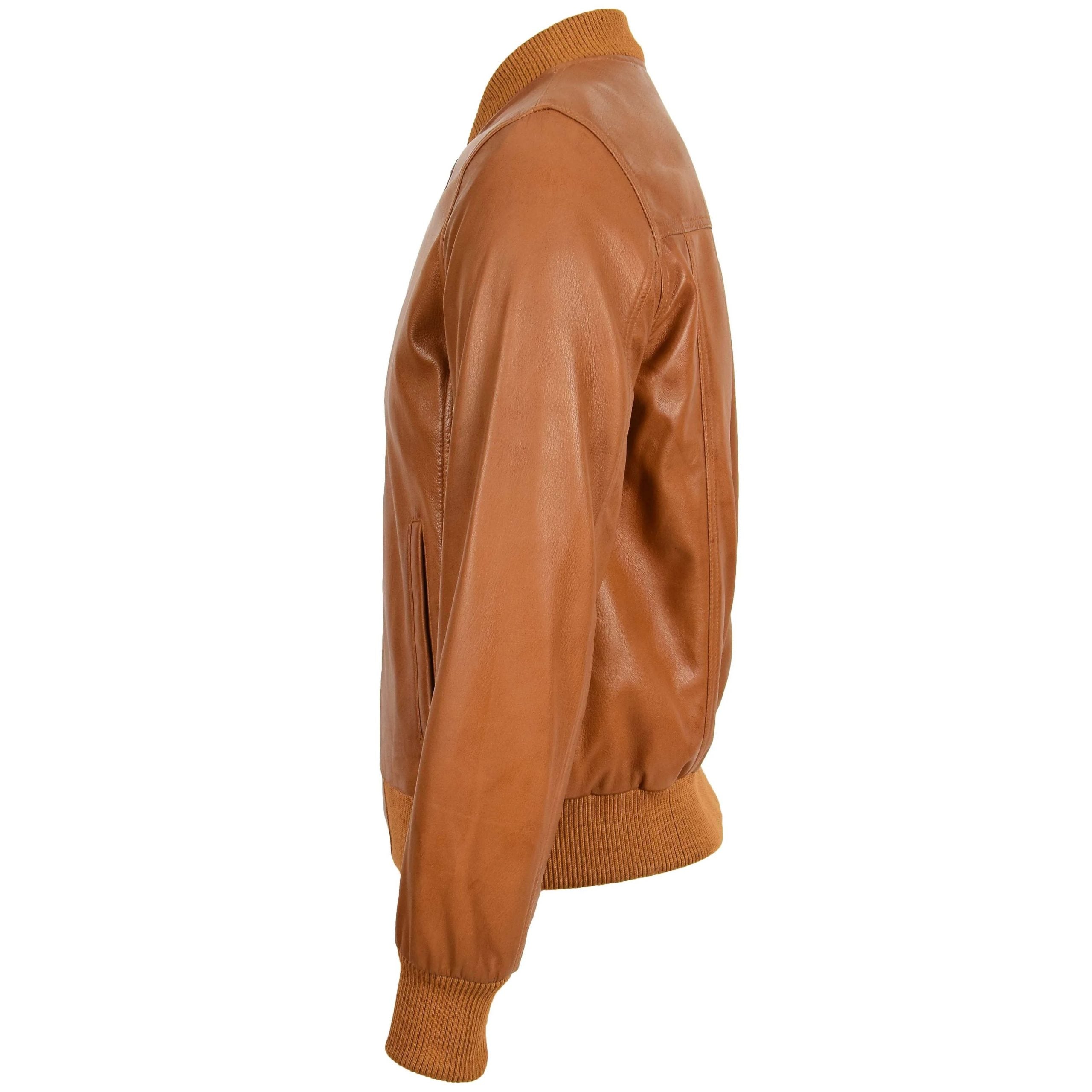 Mens Leather MA-1 Bomber Jacket Ryan Dynamo Tan