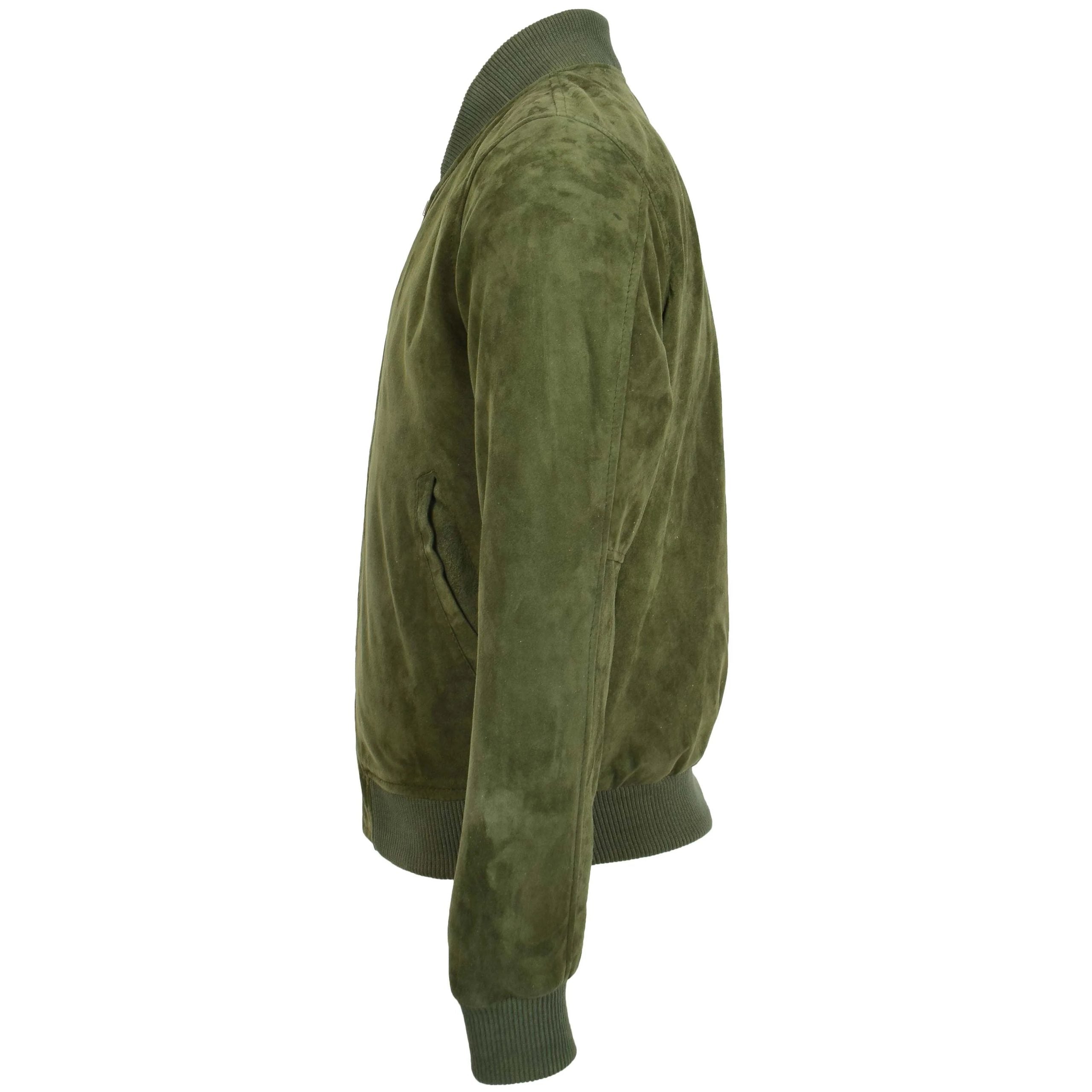 Mens Suede MA-1 Bomber Jacket Trevor Aurora Green