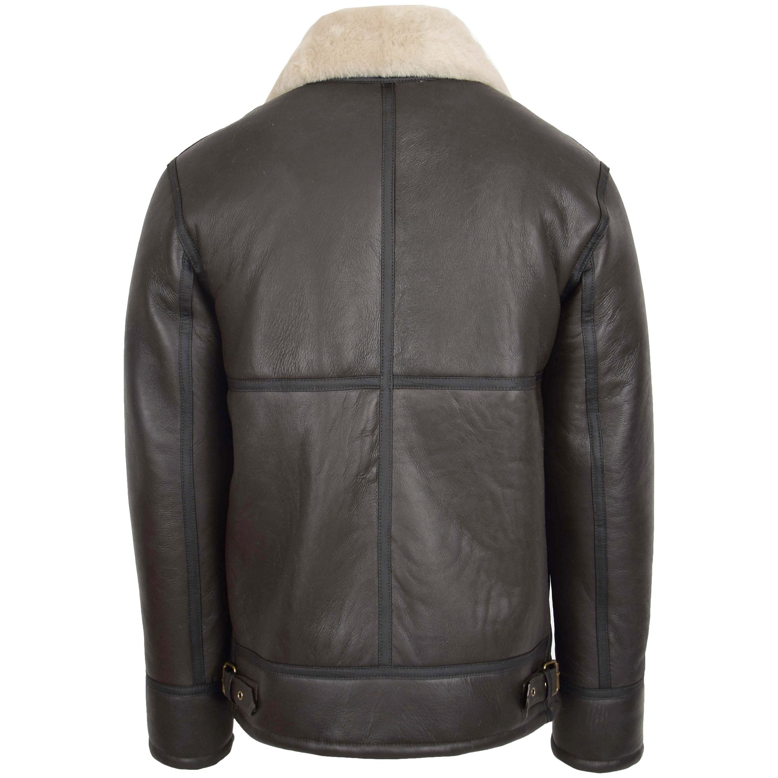 Mens Top Gun Style Sheepskin Jacket Oscar Zenith Brown White