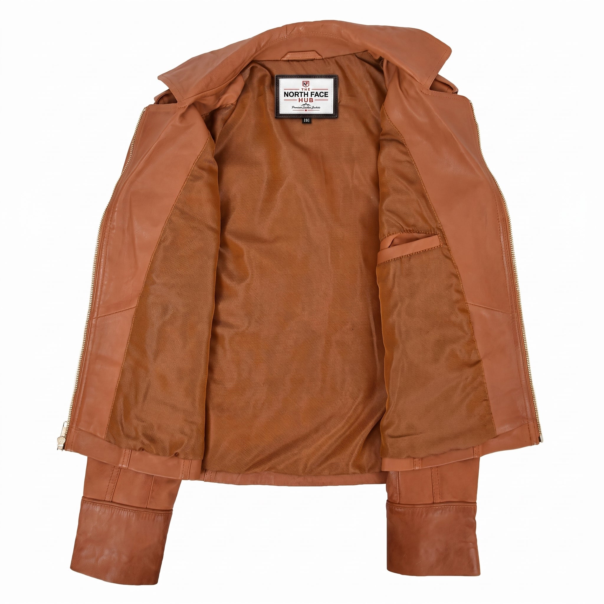 Womens Leather Fitted Biker Style Jacket Kim Dynamo Tan