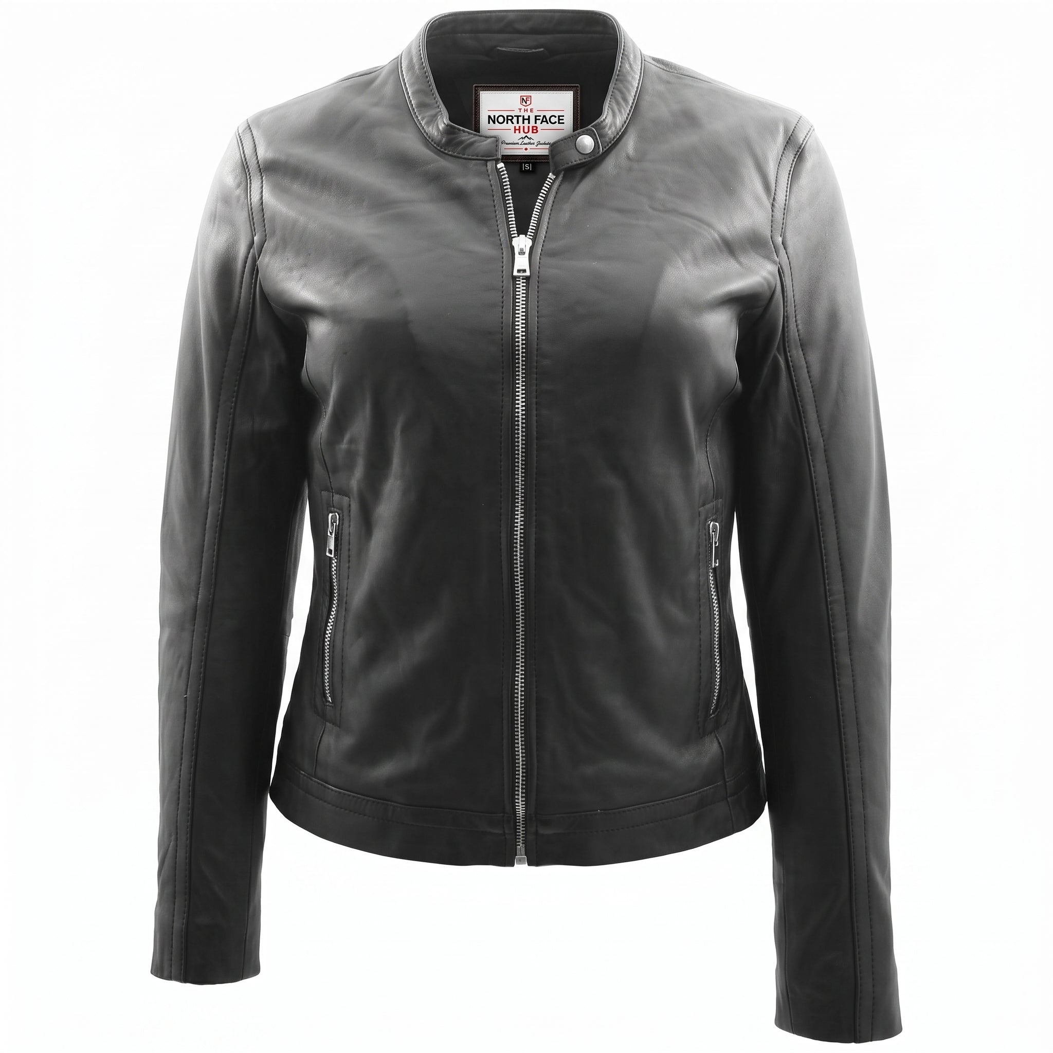 Womens Soft Leather Biker Style Jacket Elyza Nova Black
