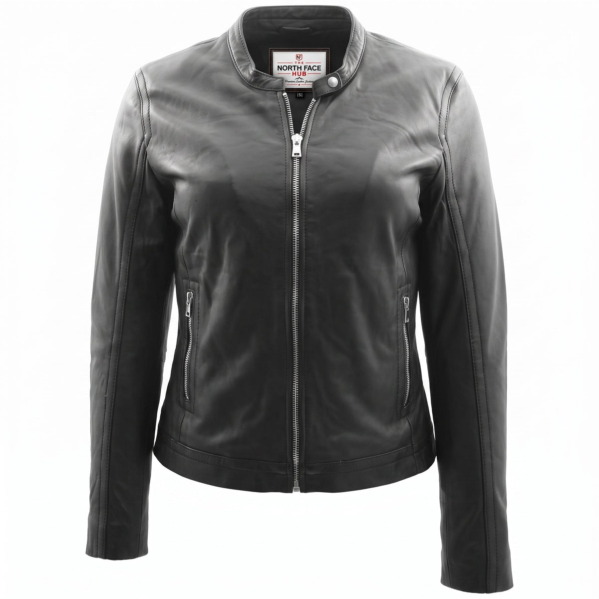 Womens Soft Leather Biker Style Jacket Elyza Nova Black