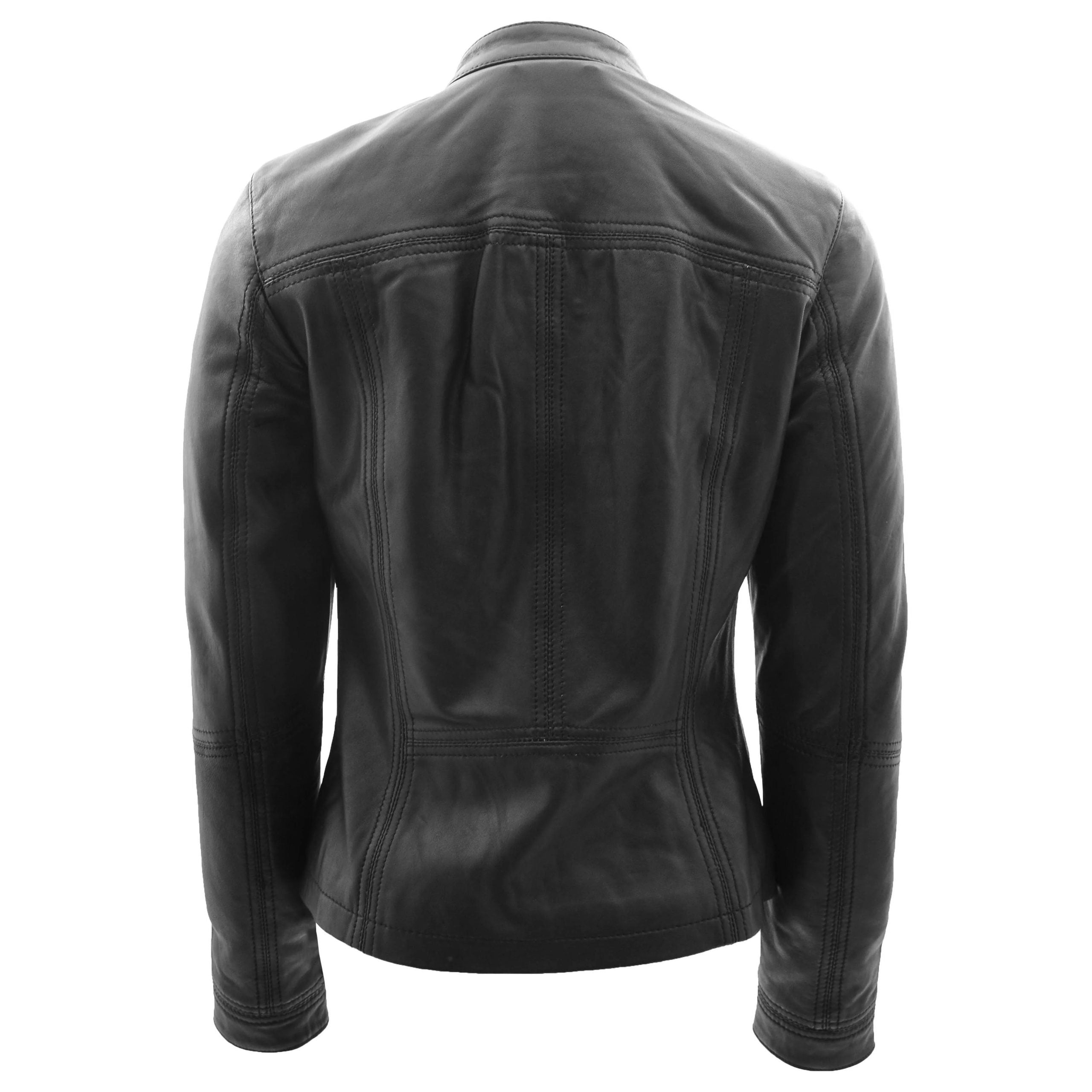Womens Leather Classic Biker Style Tayla Jacket Nova Black