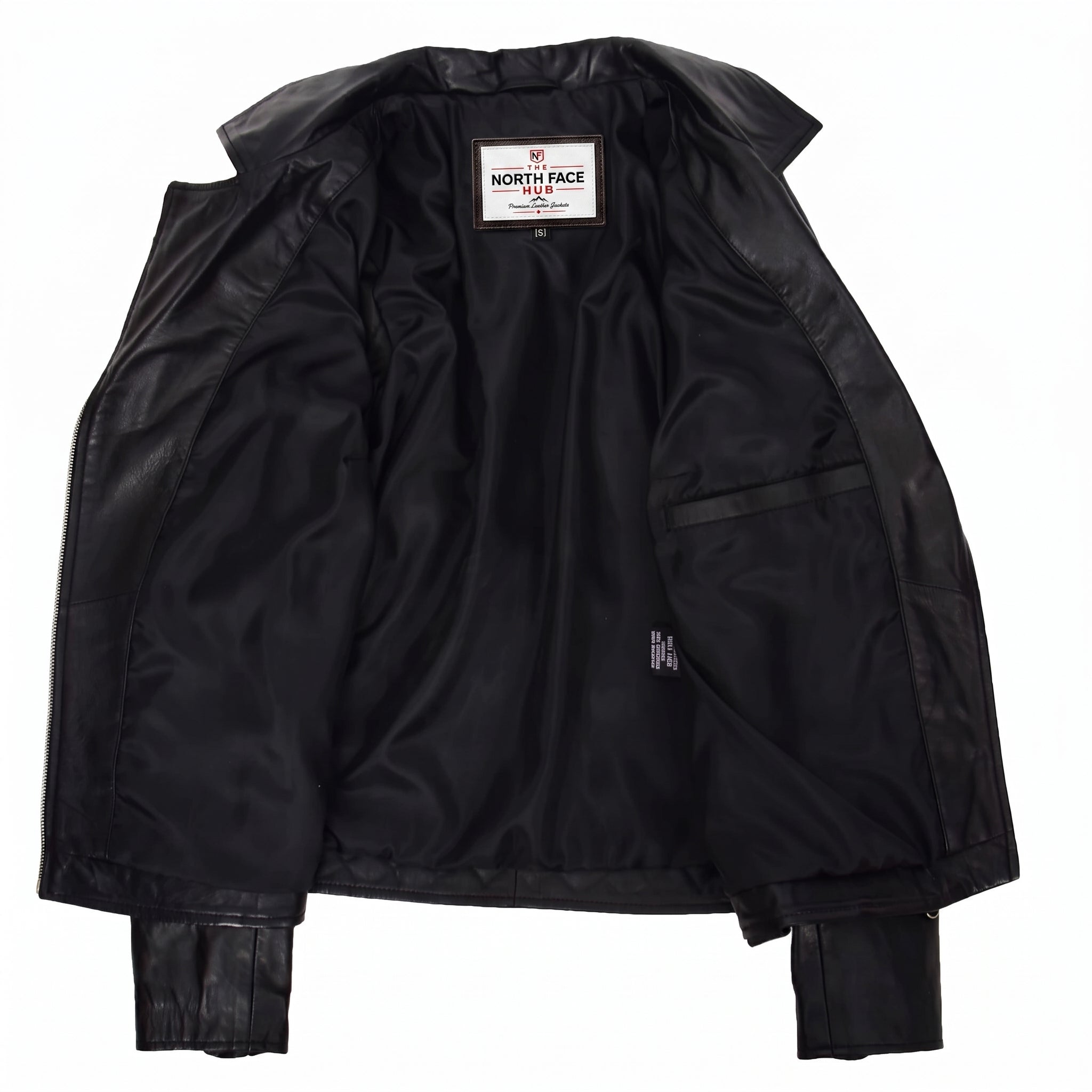 Womens Real Leather Biker Jacket Cross Zip Pockets Cherry Nova Black