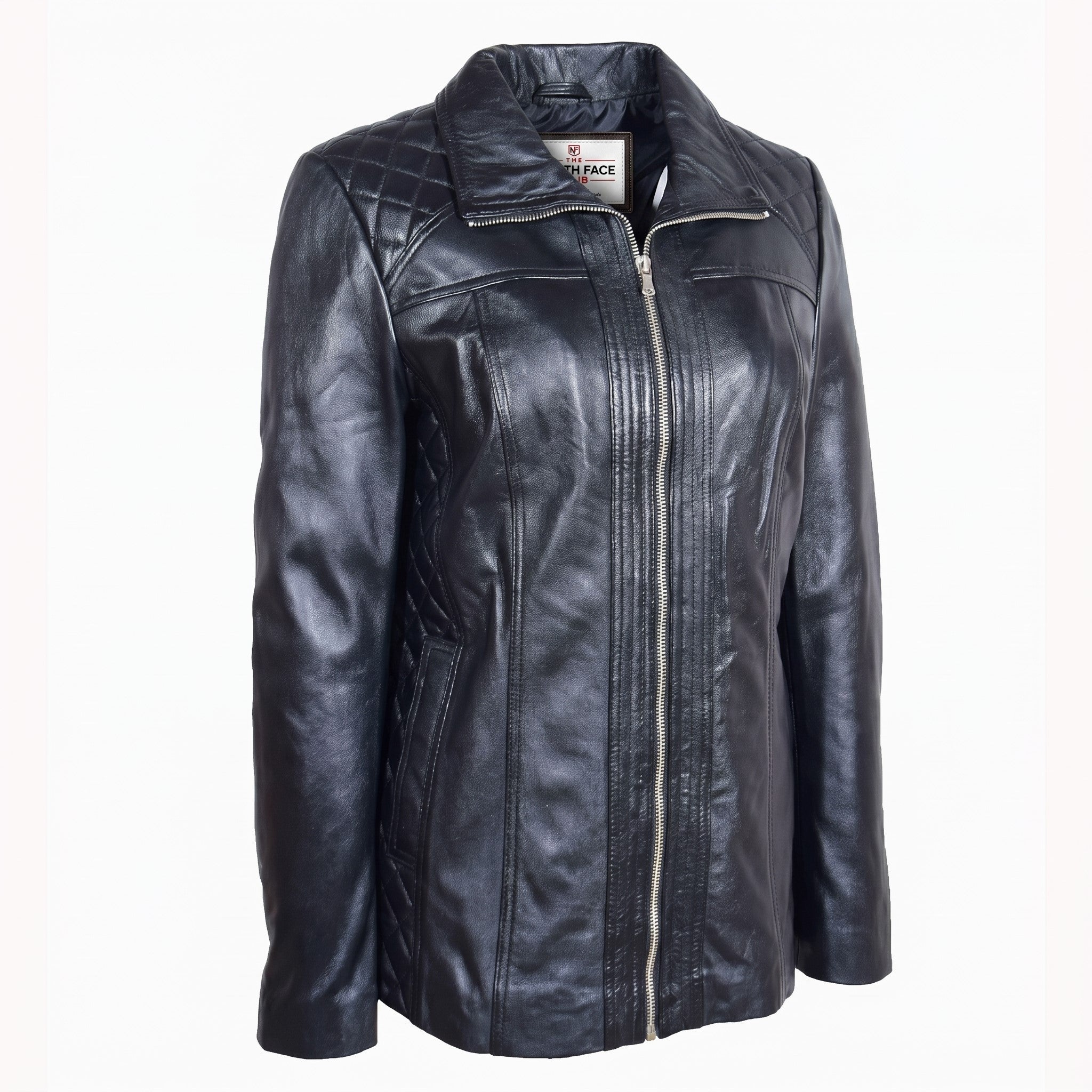 Womens Real Leather Jacket Zip Quilted ECHO Nova Black