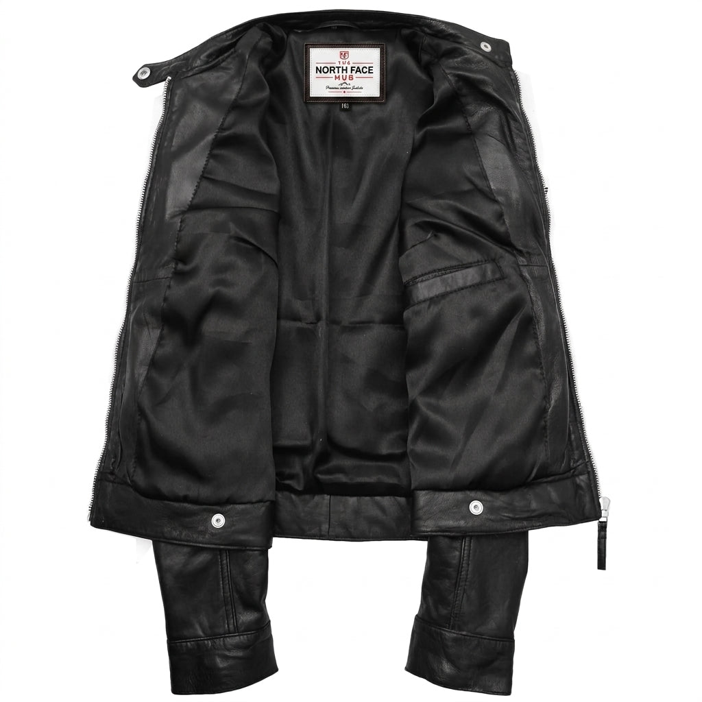 Womens Real Leather Biker Jacket Casual Style Annie Nova Black