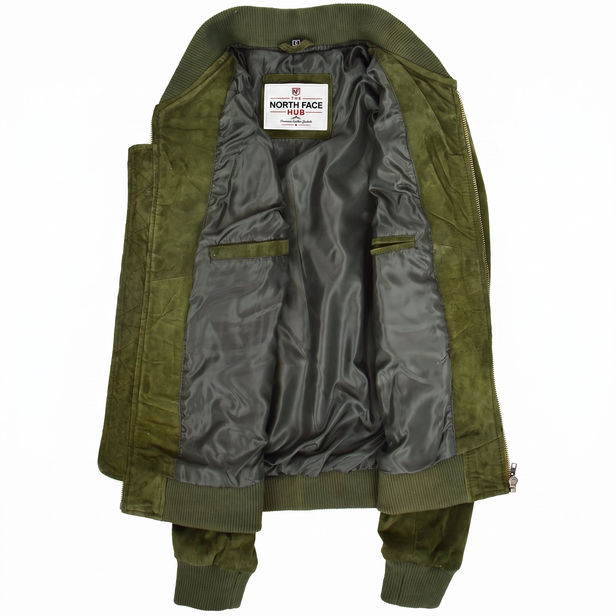 Mens Suede MA-1 Bomber Jacket Trevor Aurora Green