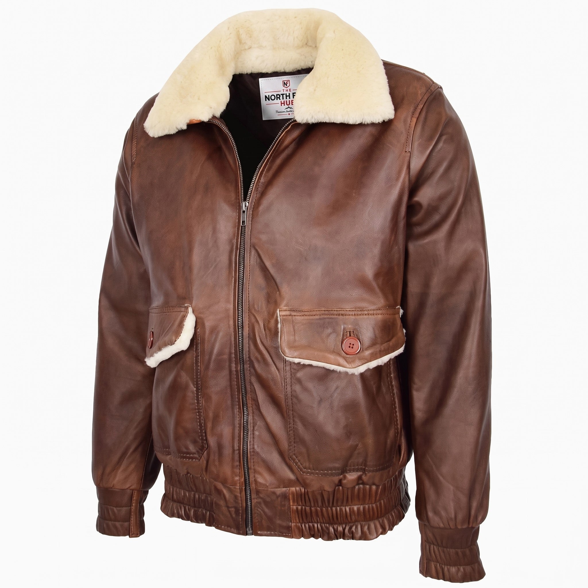 Mens Leather Bomber Jacket G-1 Aviator Style Cooper Zenith Brown