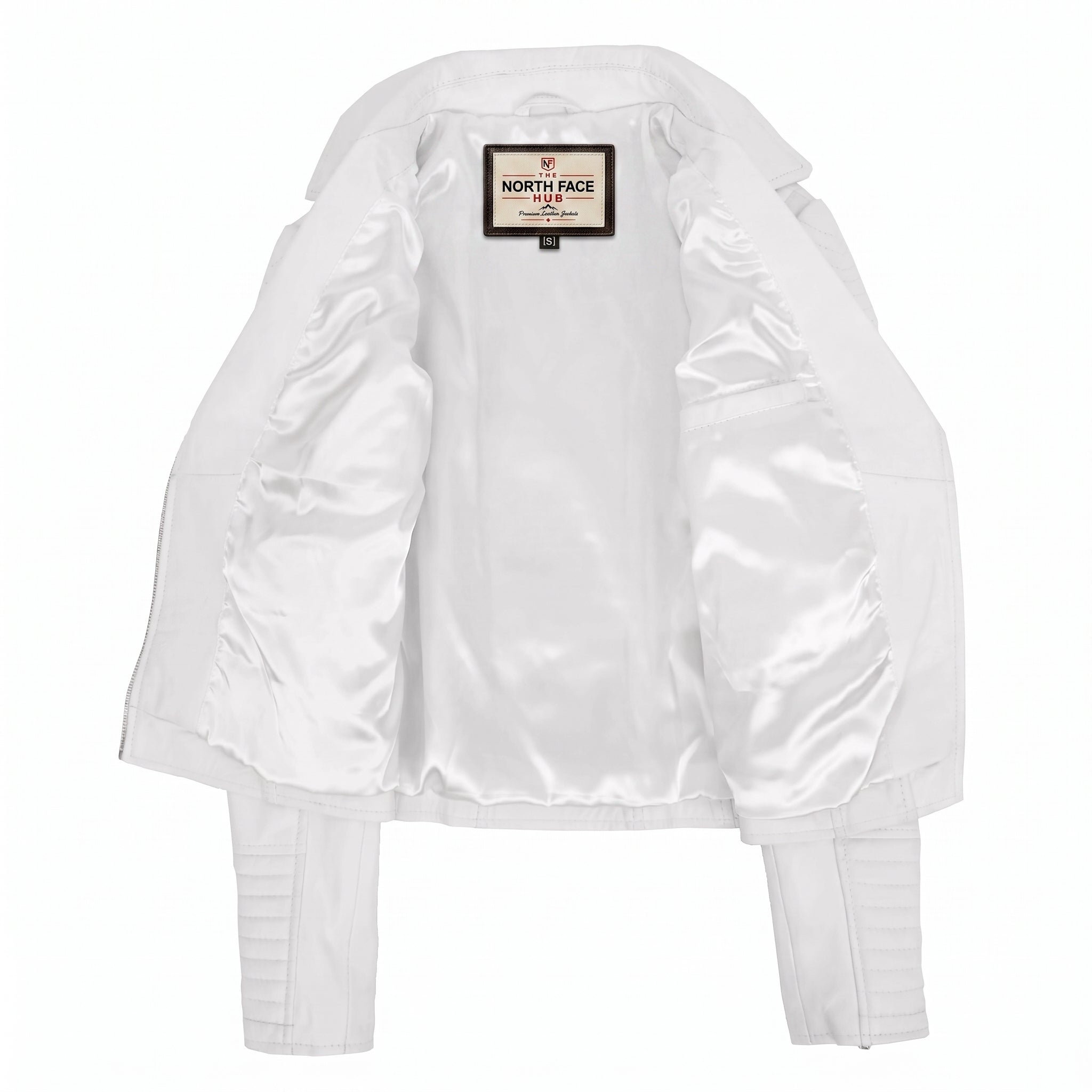 Womens Soft Leather Cross Zip Biker Jacket Anna Astral White