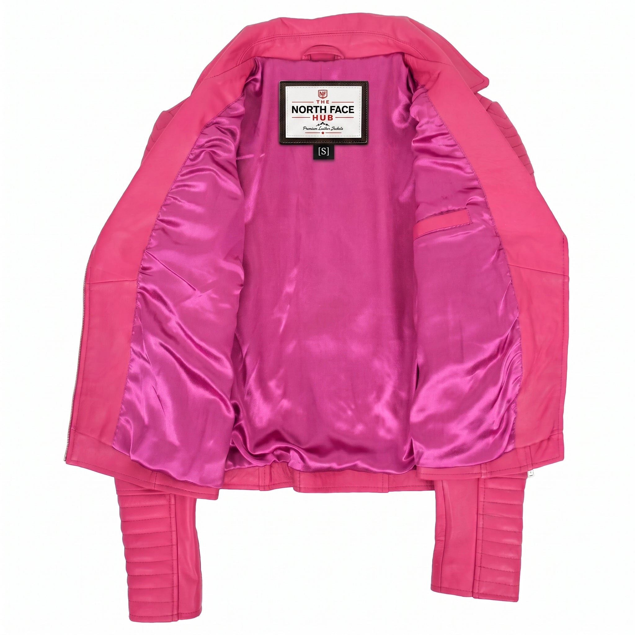 Womens Soft Leather Cross Zip Biker Jacket Anna Chroma Pink